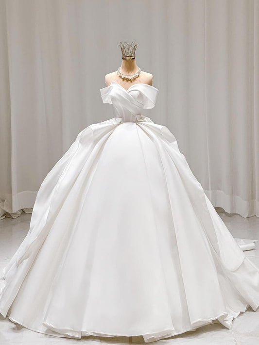 The Cosmopolitan Newest Wedding Dress Ball Gown For Bride Satin Sweetheart Off-shoulder Princess Custom Made Sizes