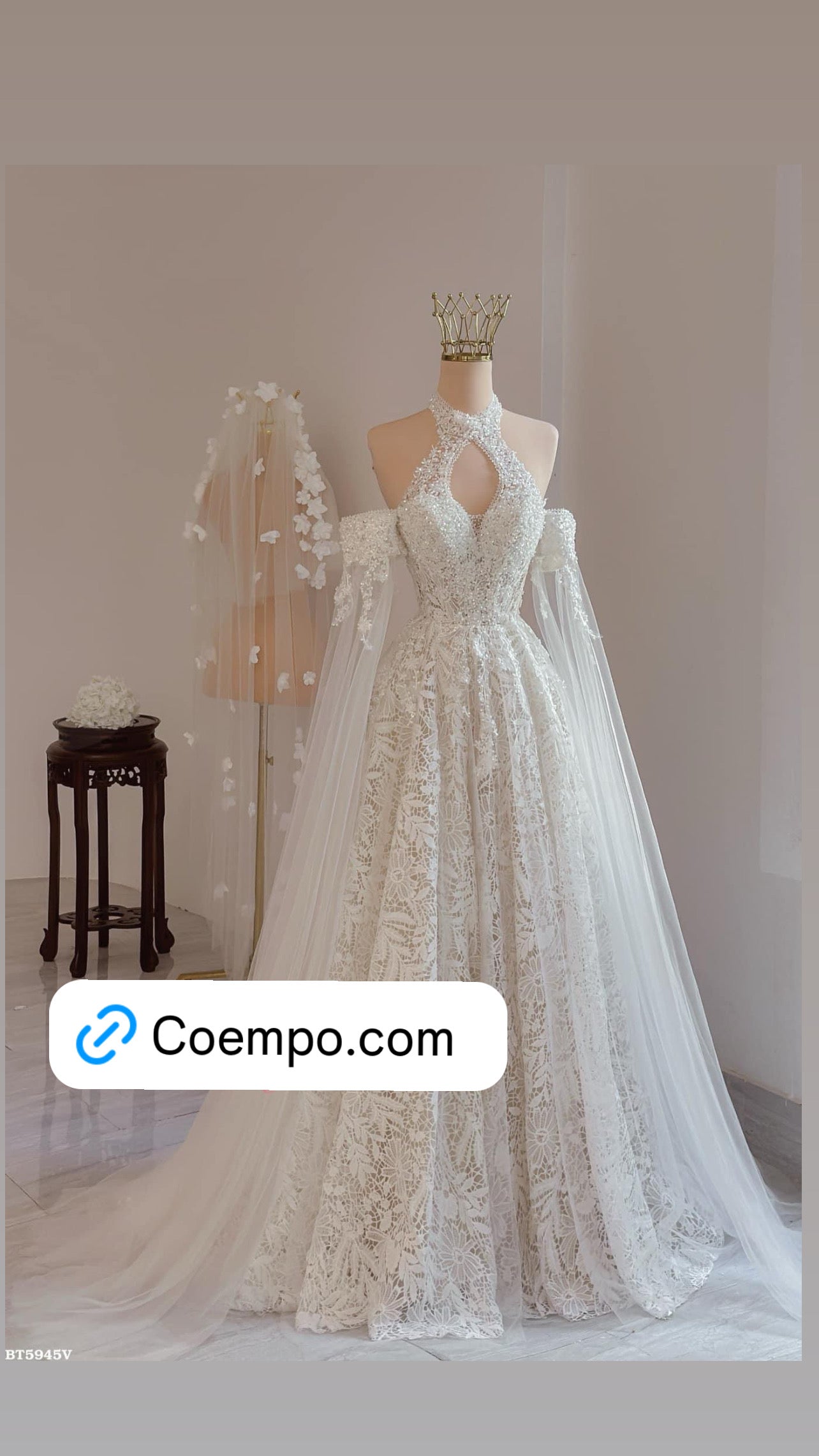 The Cosmopolitan Luxurious A line bridal lace gown