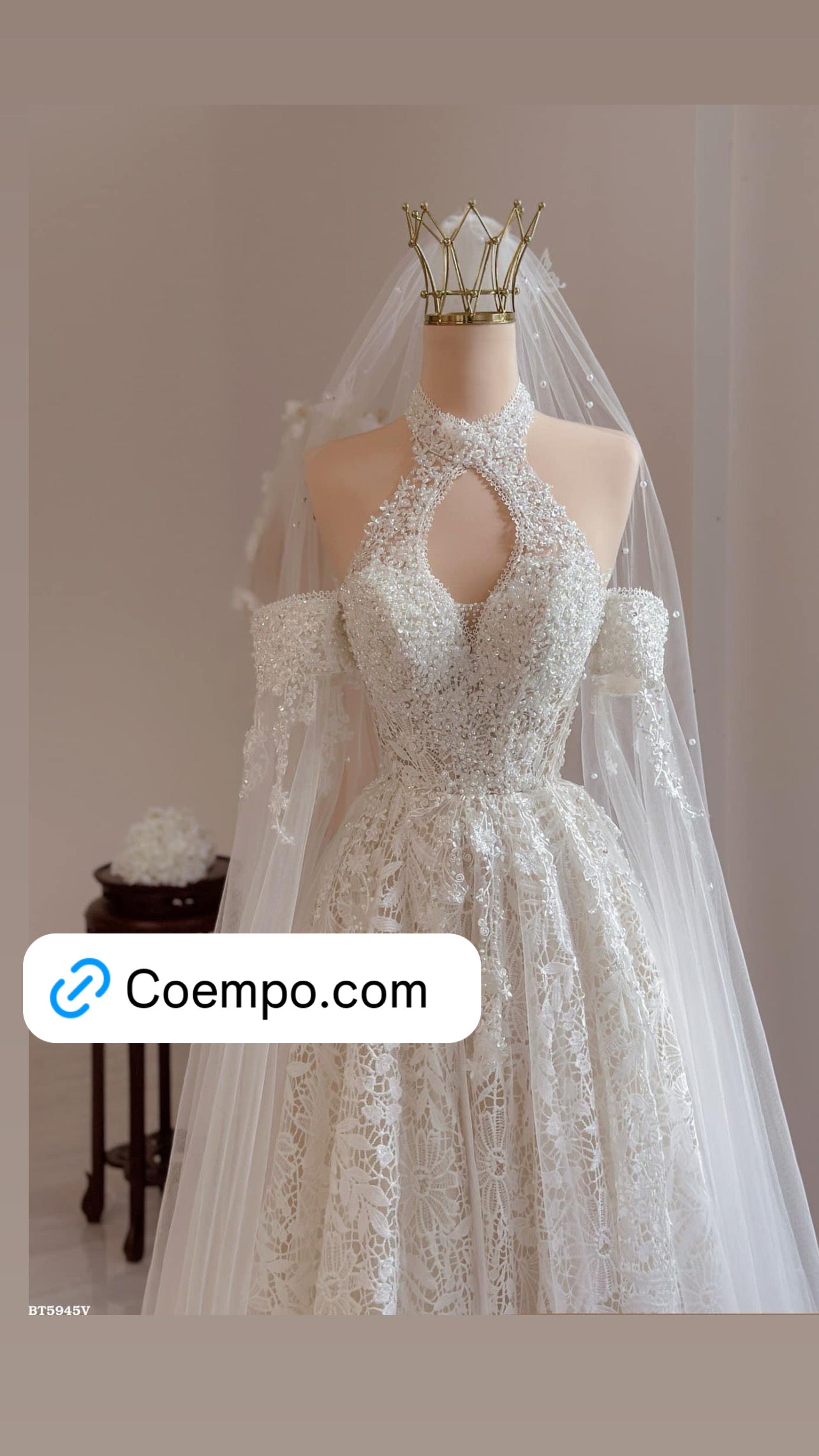 The Cosmopolitan Luxurious A line bridal lace gown