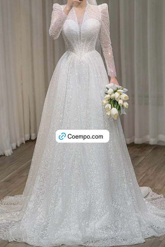 The Cosmopolitan Shinny long sleeves gown